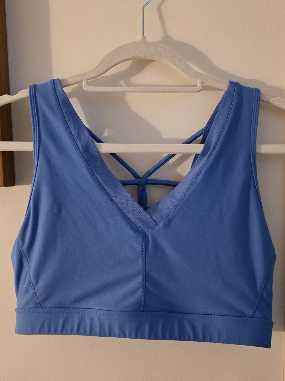 Blue V‑Neck Strappy Sports Bralette
